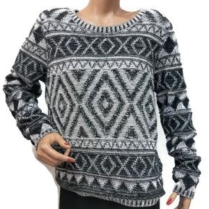 Lucky Brand Geometric Aztec Black/white Sweater L
